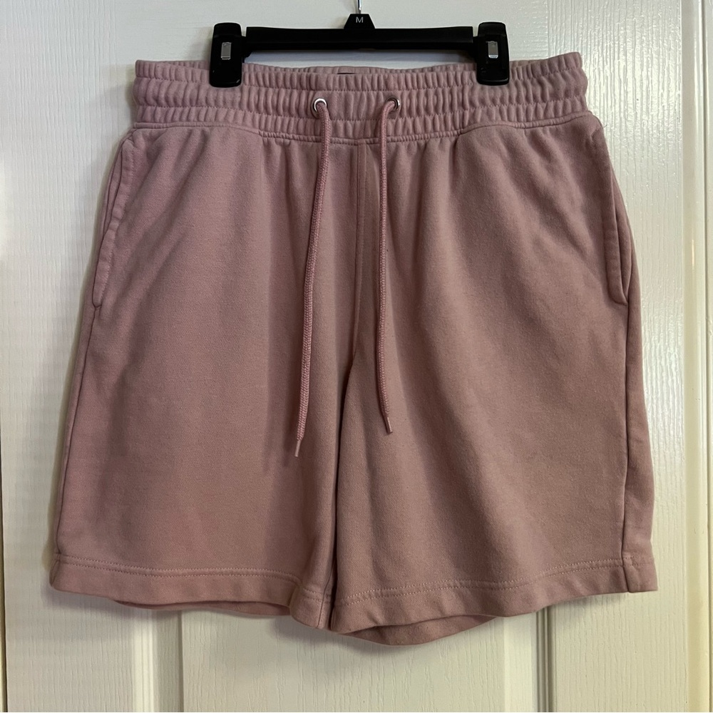 H&M Mens 100% cotton Jogger Shorts are hemmed, pale pink & Sz.M